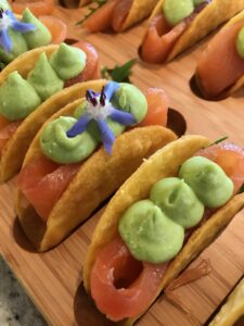Mini Tacos with Gravlox and Avocado